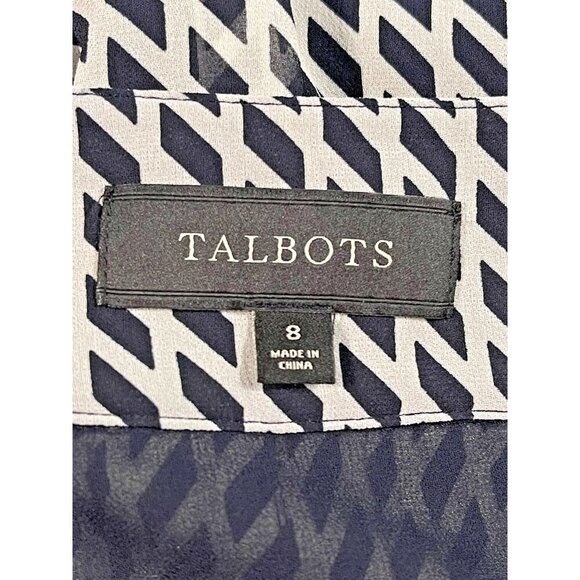 Talbots Women’s Size 8 A-Line Pleated Chiffon Lined Skirt Navy Cream Polyester - Picture 2 of 5